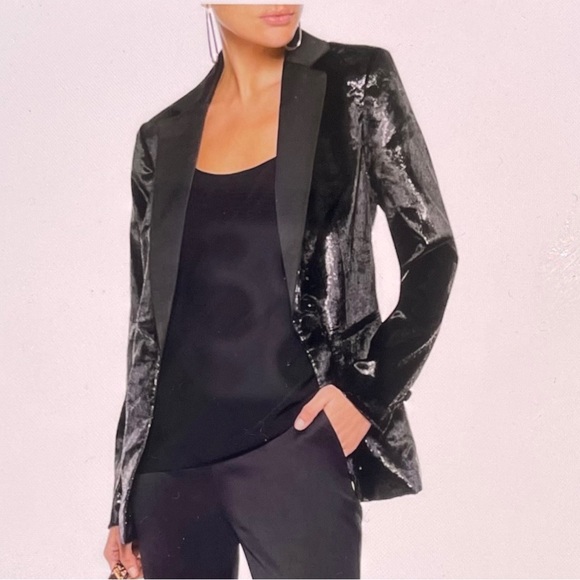 FRAME Glamorous Shimmery tuxedo Blazer For Top Special Occasions! Size:10 - Picture 3 of 11